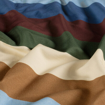 blauw groen natural bruin natural Brede Strepen Streep -  french terry *S