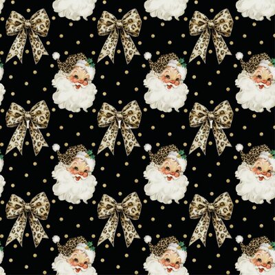  zwart wit camel Panterprint Kerstman & Strikken X-mas - french terry *S