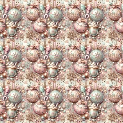 wit (off white) roze mint Kerstballen en Strikken X-mas - french terry *S