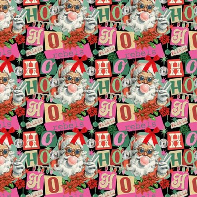zwart roze groen geel Chewing Gum Kerstman X-mas - french terry *S