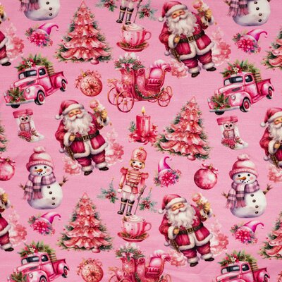 roze Kerstmagie Kerstman X-mas - french terry *S