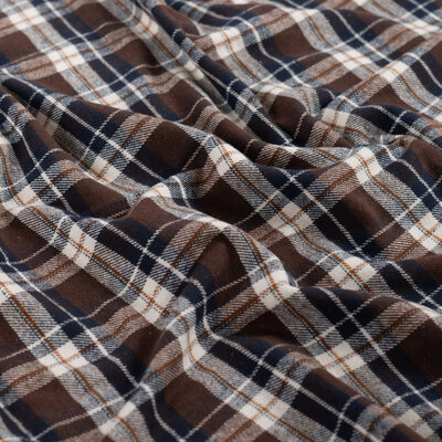 bruin donker blauw beige ecru Ruitjes Ruiten flanel *S