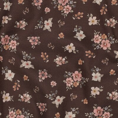 bruin (licht) perzik cacao Burgundy Bosje Bloemen digitale poplin katoen *S