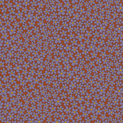 terracotta lila geel Bloemen poplin katoen *S