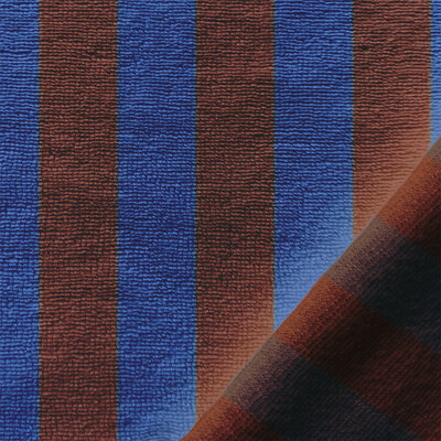 brown blue Striped bamboo cotton fleece terry